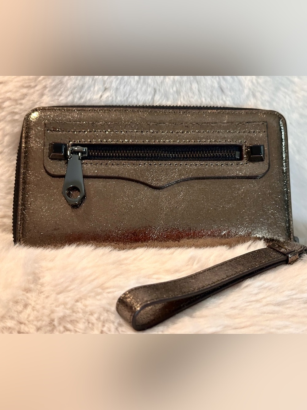 Authentic Rebecca Minkoff Metallic Bronze Wristlet/Clutch/Phone Wallet